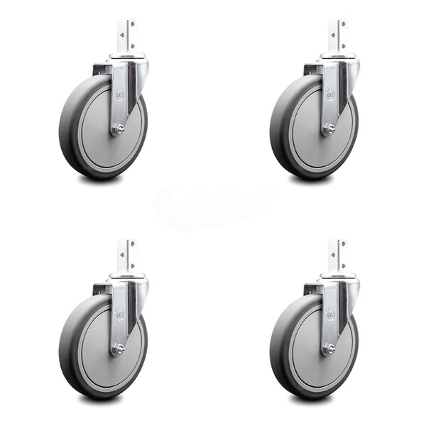 6 Inch Thermoplastic Rubber Wheel Swivel 7/8 Inch Square Stem Caster Set SCC
